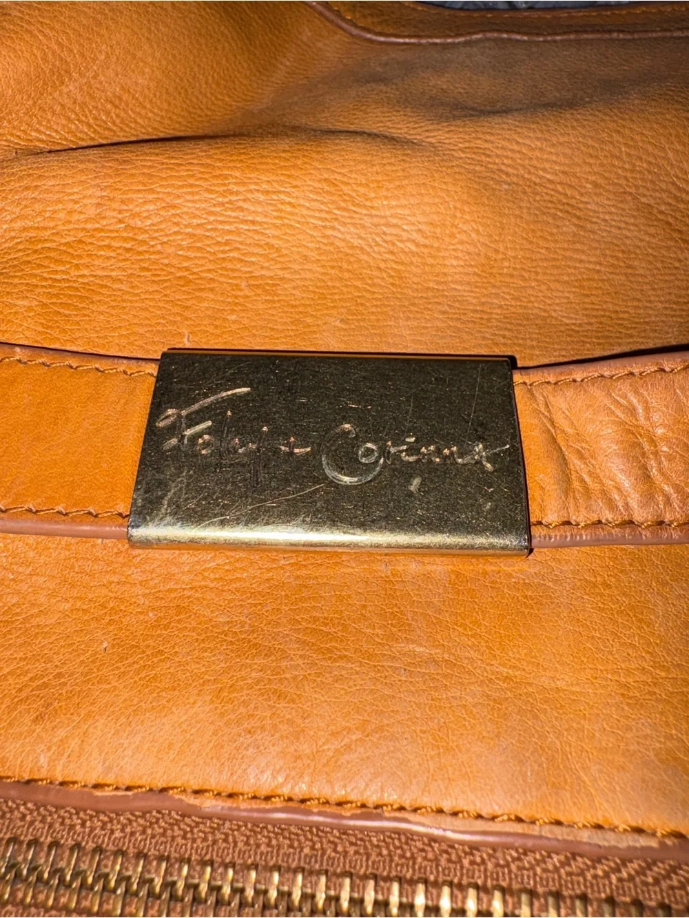 Foley + Corinna Cognac Leather Crossbody Tote